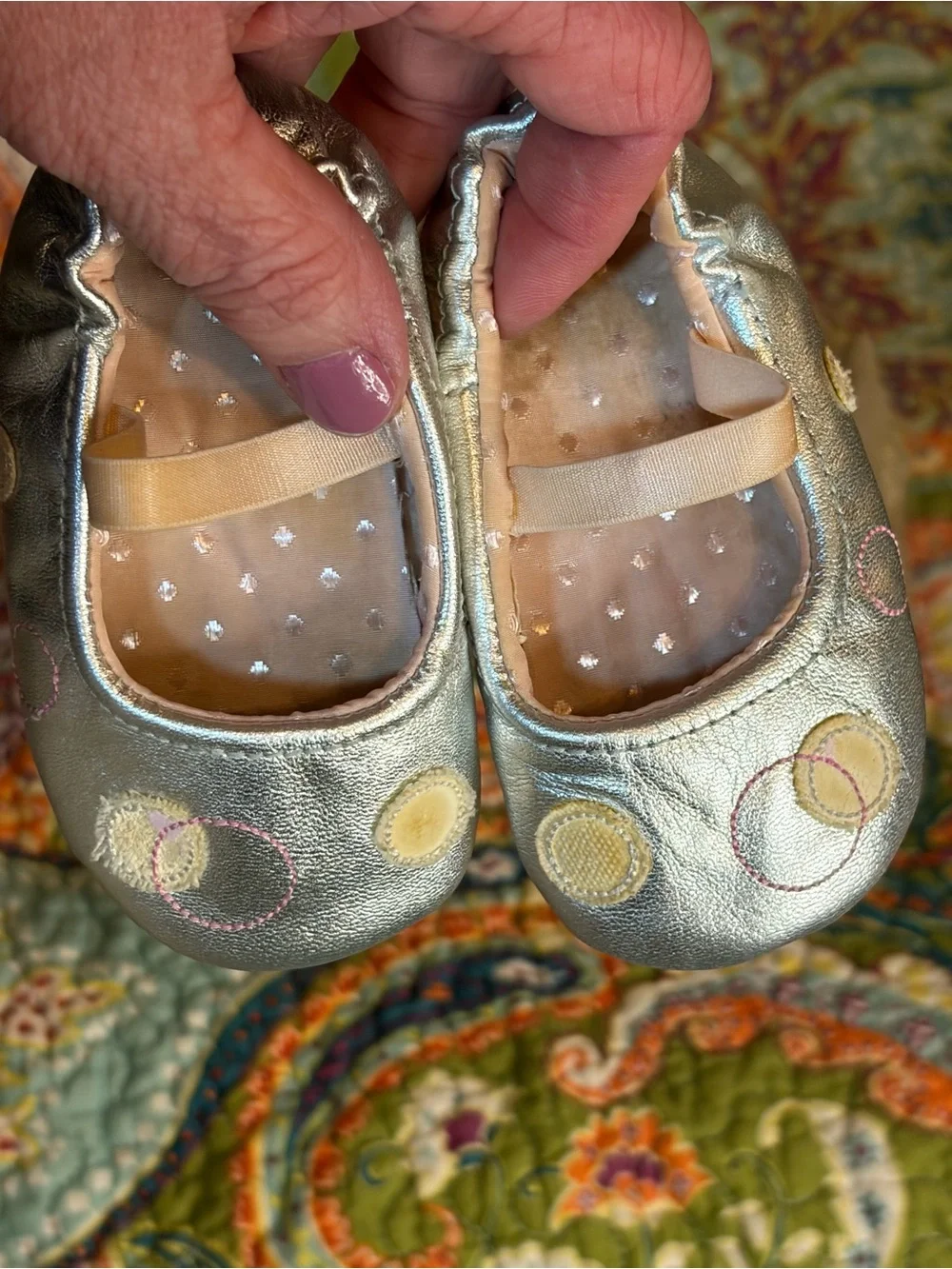 Metallic Ballet Flats (unknown) Fringe Booties (rising star) lot of three pairs